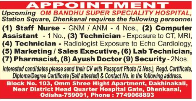 Jobs appointment on 24-01-2025